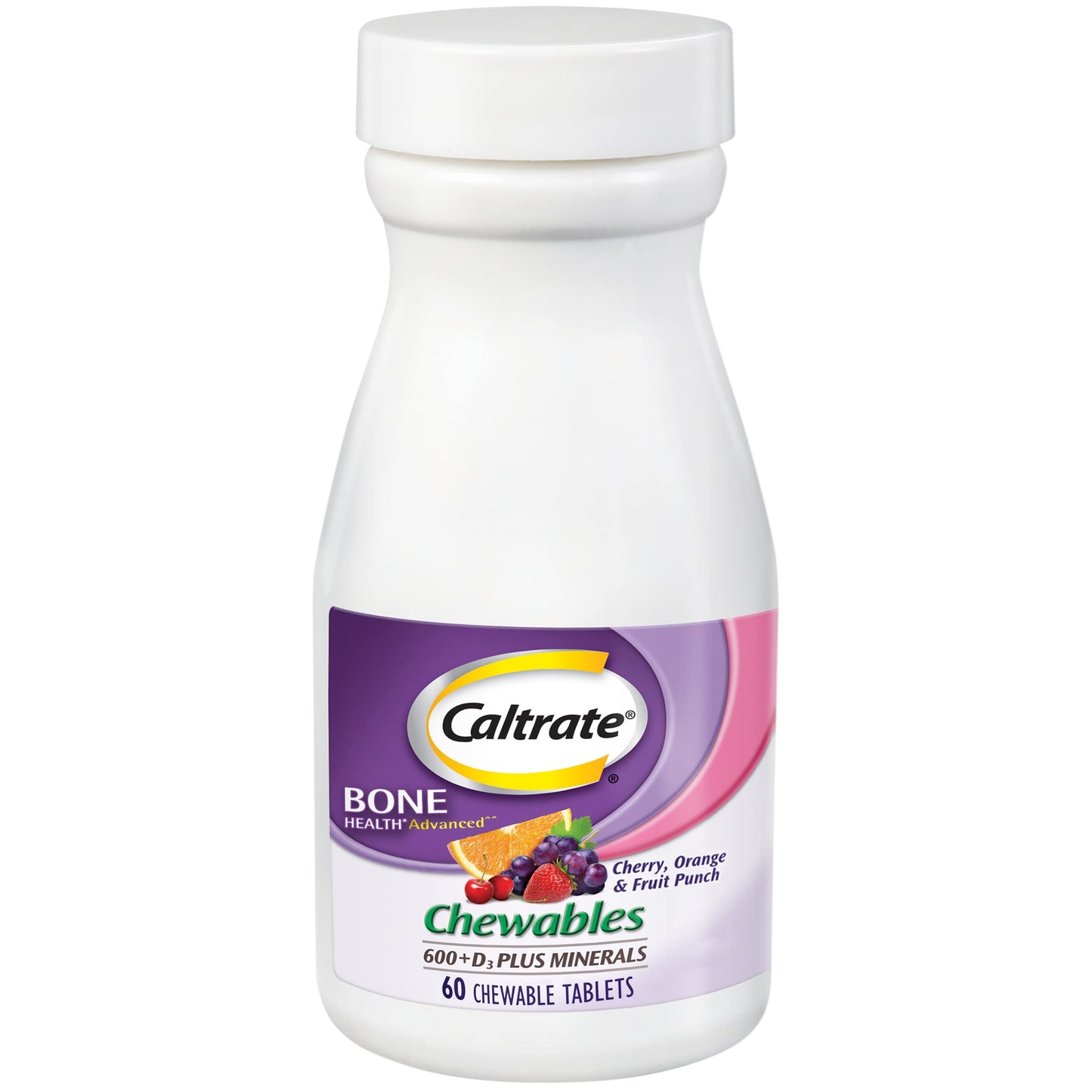 Caltrate Chewables 600 Plus D3 Minerals Calcium Vitamin D Supplement, 60 Count