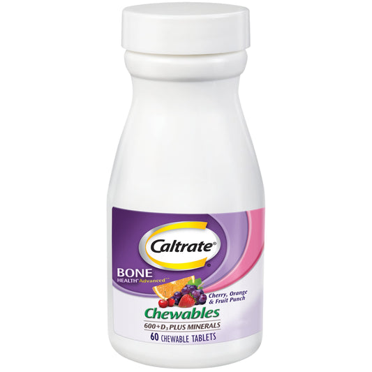 Caltrate Chewables 600 Plus D3 Minerals Calcium Vitamin D Supplement, 60 Count