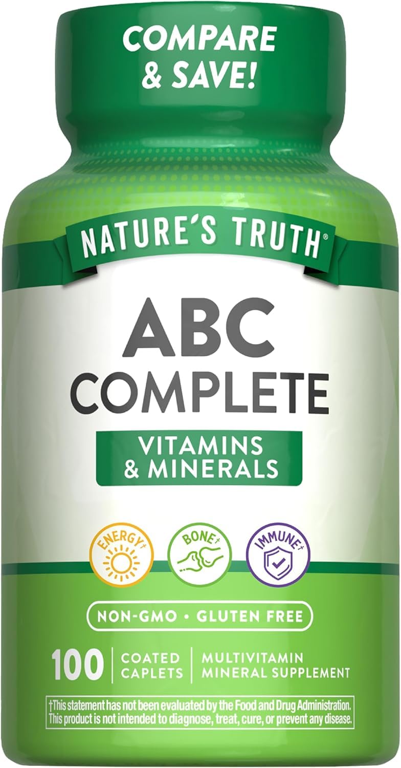 Nature's Truth ABC Complete Vitamins + Minerals Multivitamin Mineral Supplement 200 Caplets
