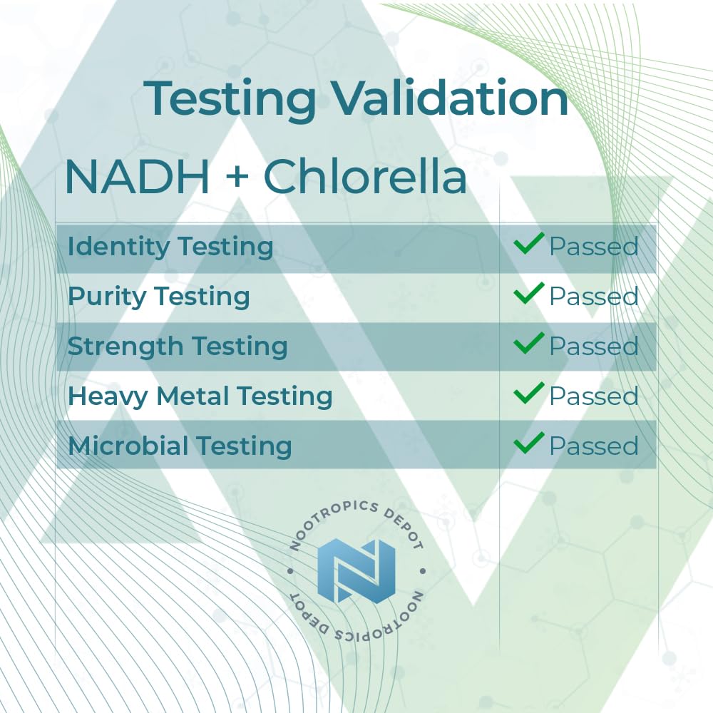 Nootropics Depot NADH + Chlorella vulgaris (Broken Cell) 400mg Capsules, 30 Count