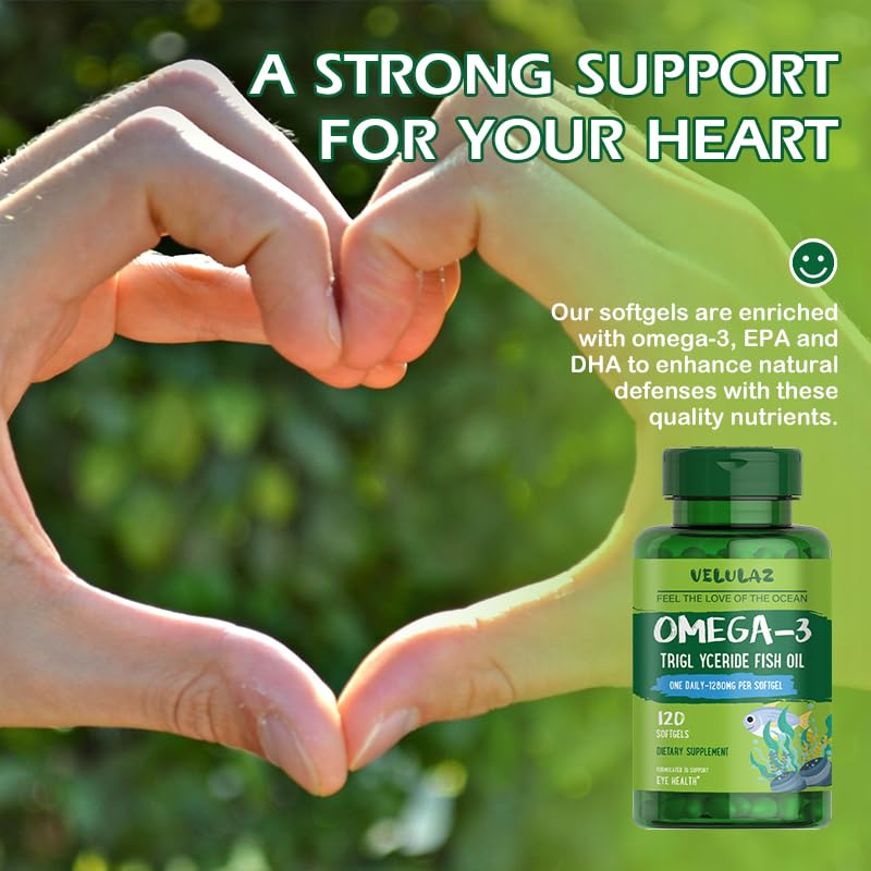 velulaz Omega-3 Fish Oil Softgels 60 Count