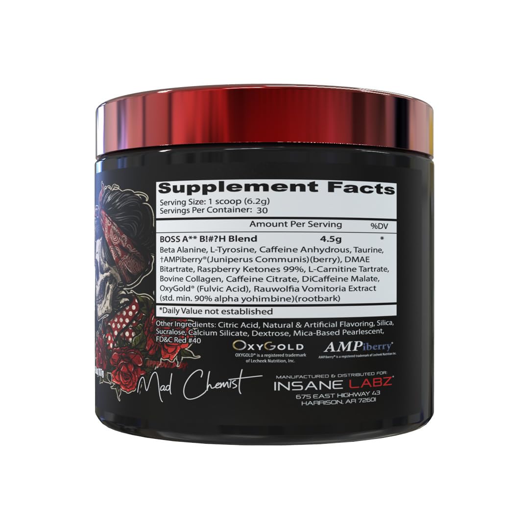 Insane Labz Boss A** B!#?h Preworkout Powder, 6.6, 30 Servings