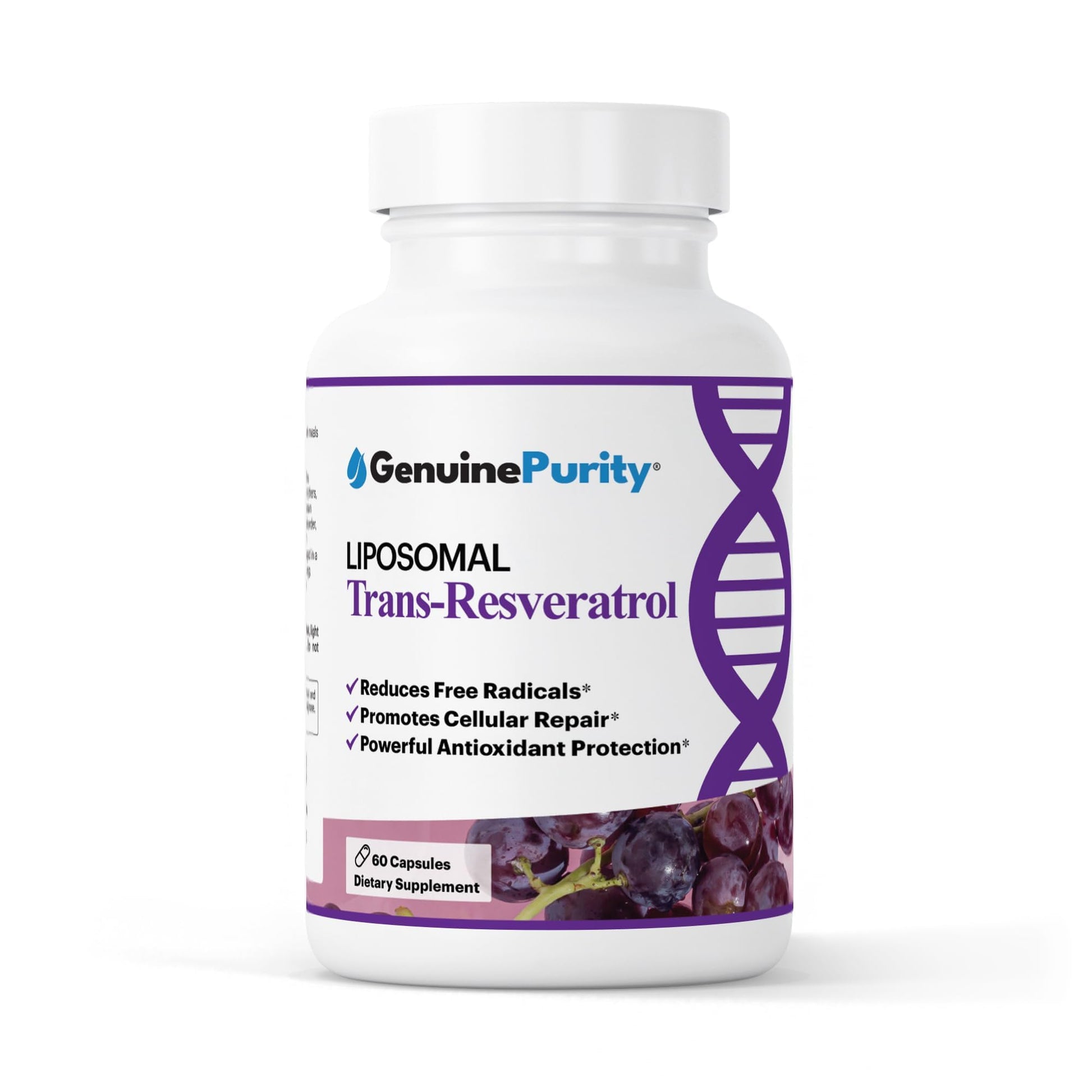 GenuinePurity Liposomal Trans Resveratrol 500mg, 60 Capsules