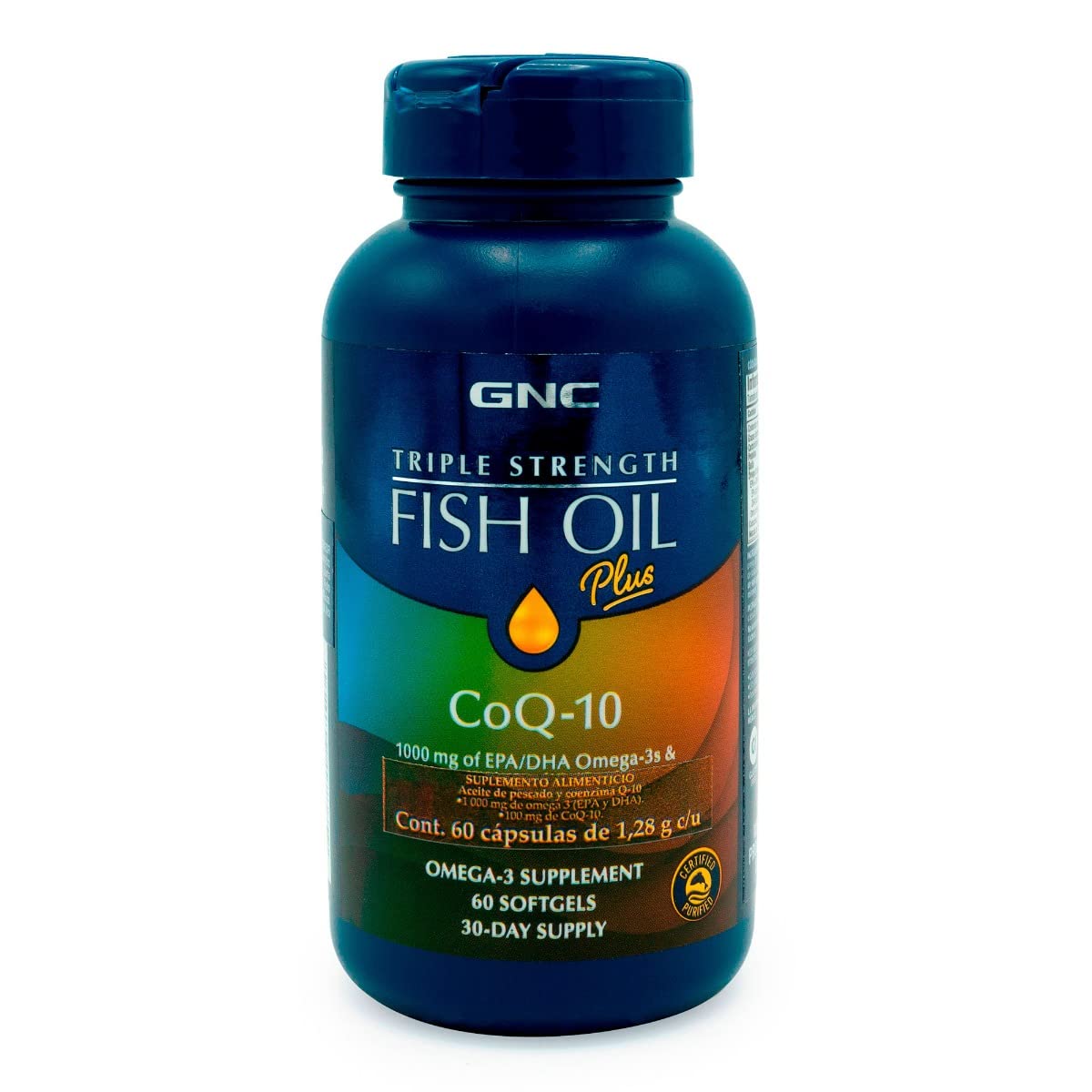 GNC Triple Strength Fish Oil Plus CoQ10 Omega-3 Softgels, 60 Count