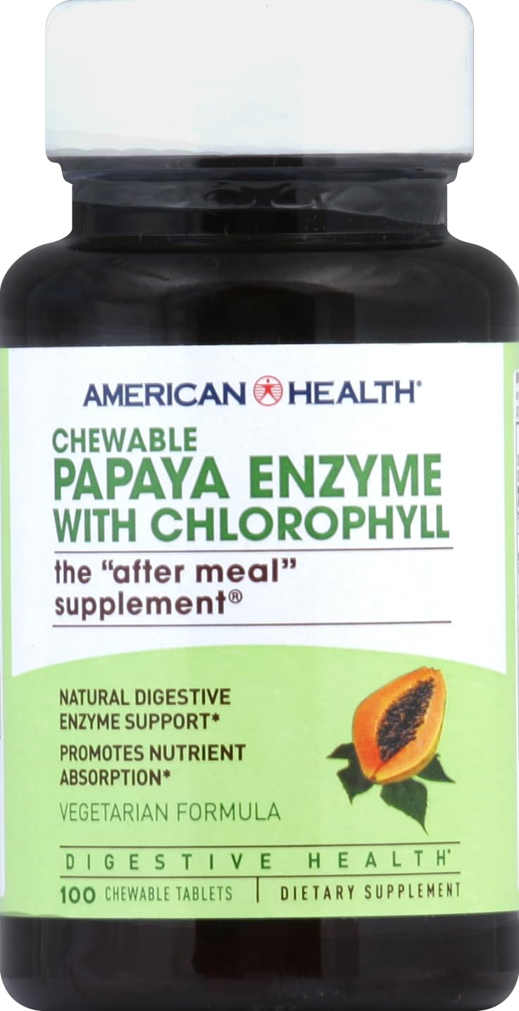 American Health Enzyme Papaya with Chlorophyll Chewables, 100 Count
