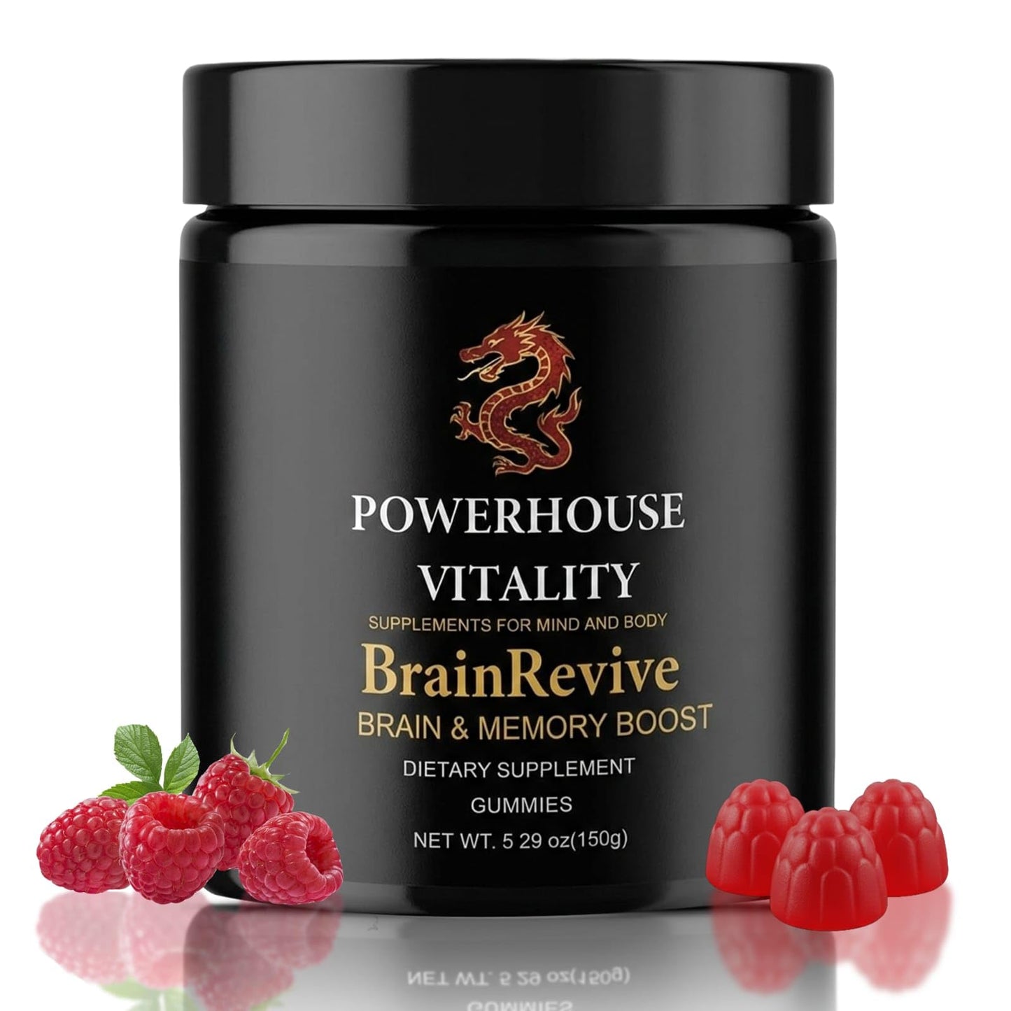 Powerhouse Vitality BrainRevive Lion's Mane Mushroom Gummies for Adults 60 Count