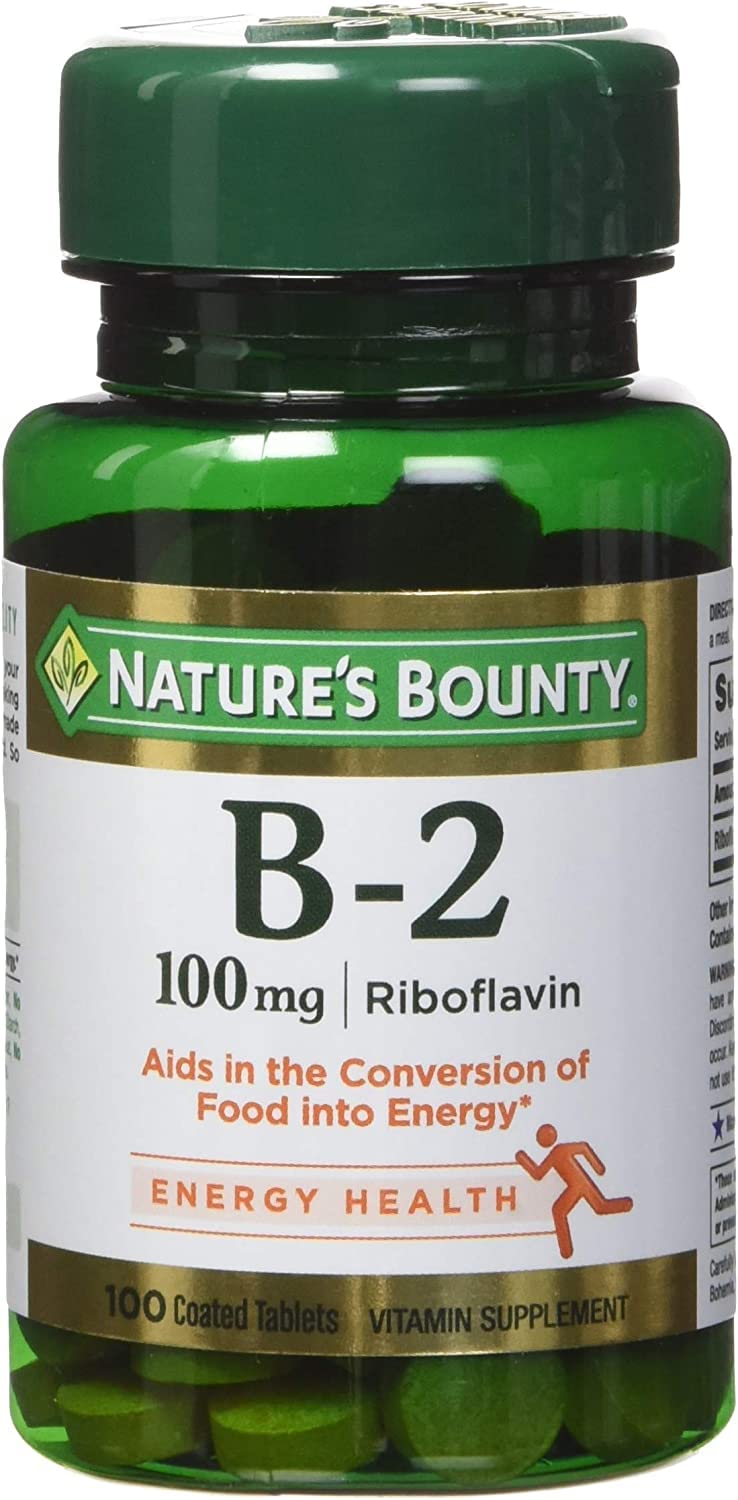 Nature's Bounty Vitamin B-2 100 mg Tablets, 500 Count