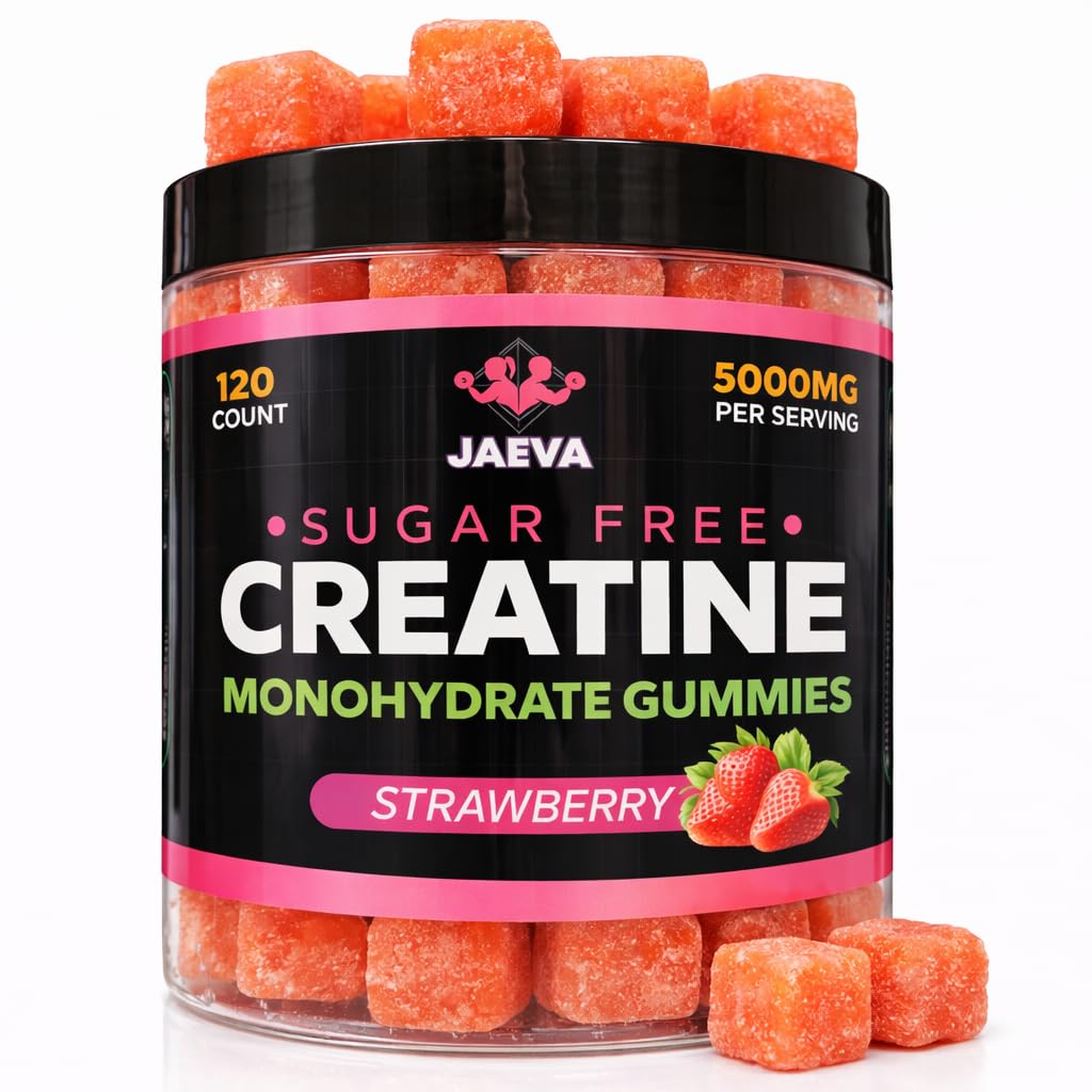 Jaeva Sugar Free Creatine Monohydrate Gummies 5g, Strawberry, 120 Gummies