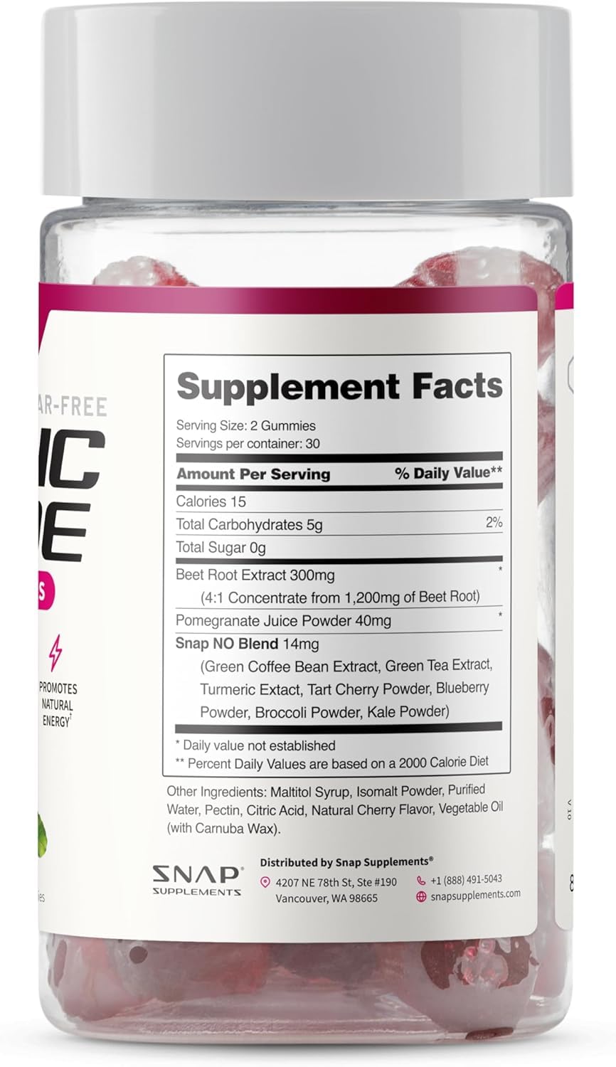 Snap Supplements Nitric Oxide Gummies, 60 Count