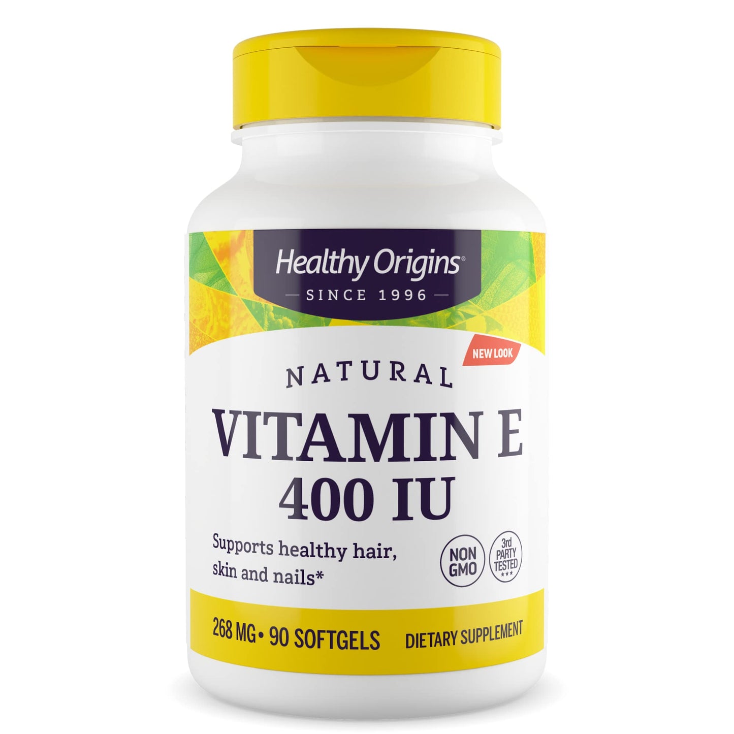 Healthy Origins Vitamin E 400 IU (268 mg) Natural Mixed Tocopherols (d-Alpha, d-Beta, d-Gamma, d-Delta) Softgels, 90