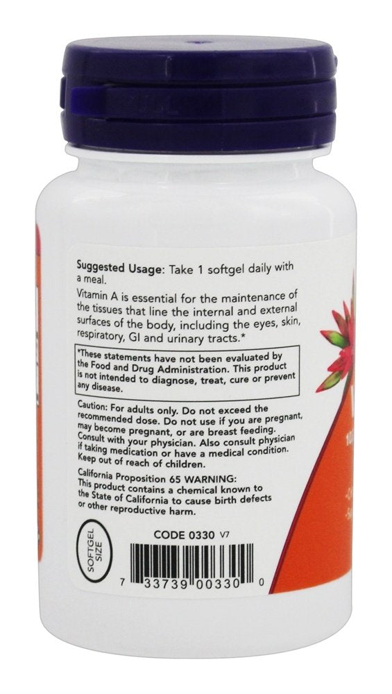 NOW Foods Vitamin A 10,000 IU Softgel 1