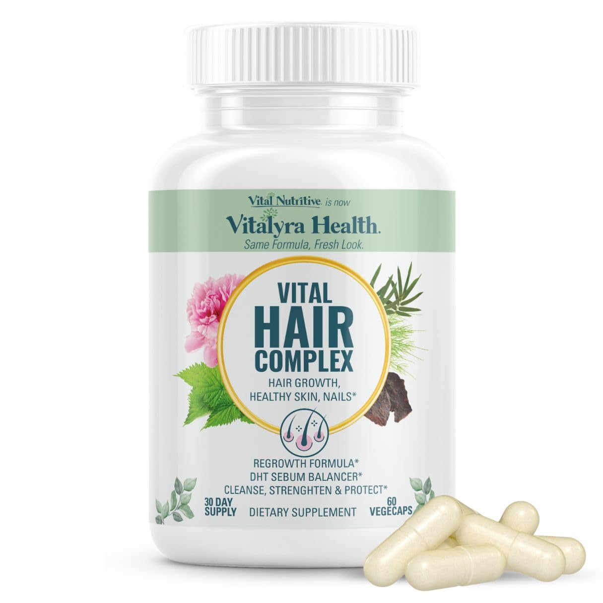 VITAL NUTRITIVE Biotin Hair Growth Vitamins - Hair, Skin & Nails Supplement Capsules, 60 Count