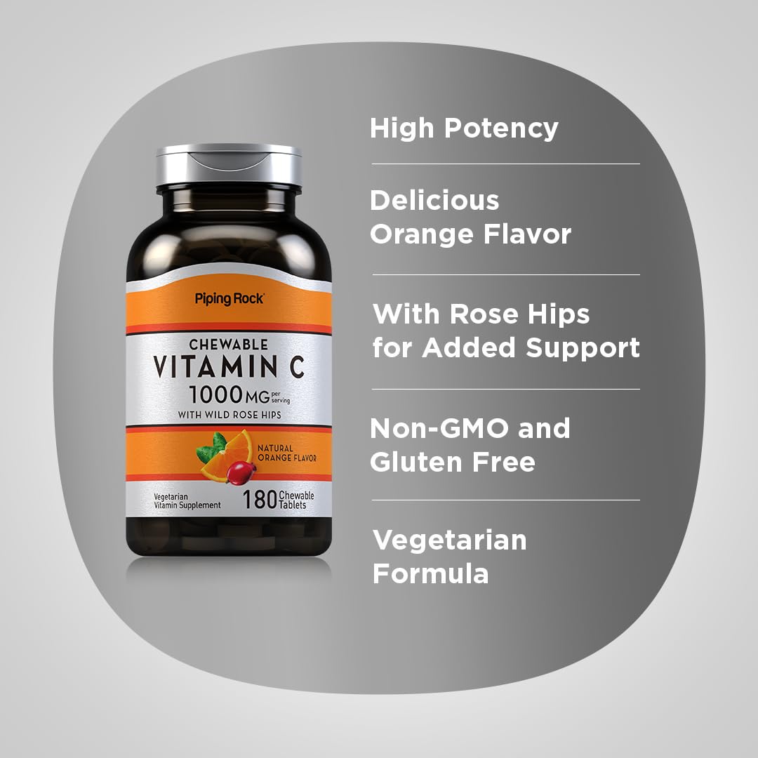 Piping Rock Vitamin C 1000mg Tablet, 180 Count