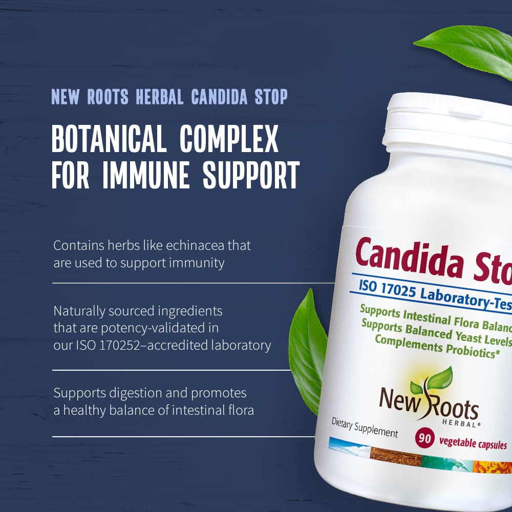 NEW ROOTS HERBAL Candida Stop Detox Cleanse Supplement with Oregano, Echinacea, Botanical Herbal Formula for Men and Women, 180 Capsules