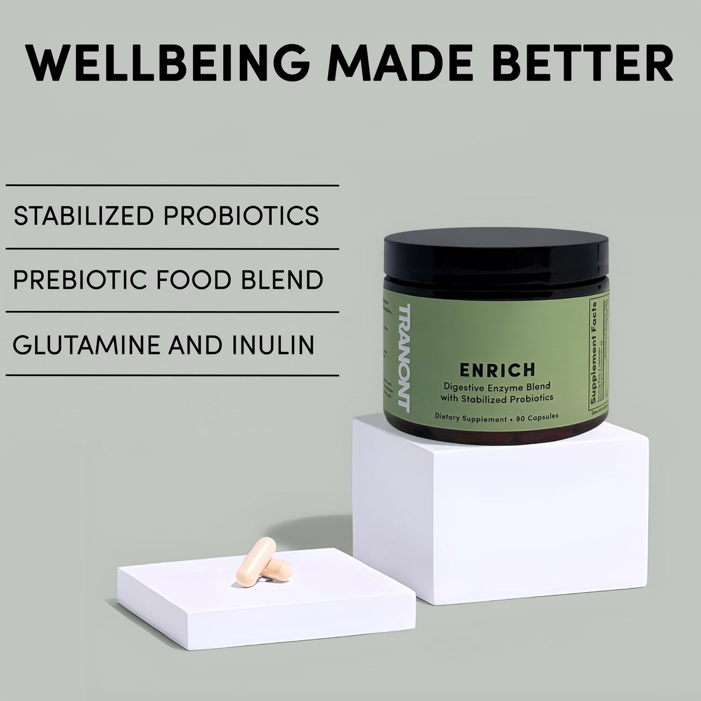 Tranont Enrich Digestive Enzymes with Probiotics & Prebiotics, 90 Capsules
