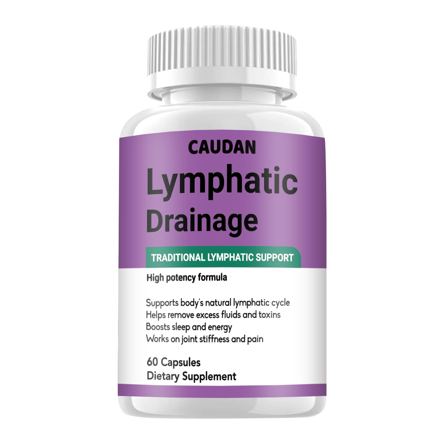 CAUDAN Lymphatic Drainage Supplement Capsules, Natural Herbal Blend with Dandelion, Burdock, Kelp & Echinacea, 60 Count