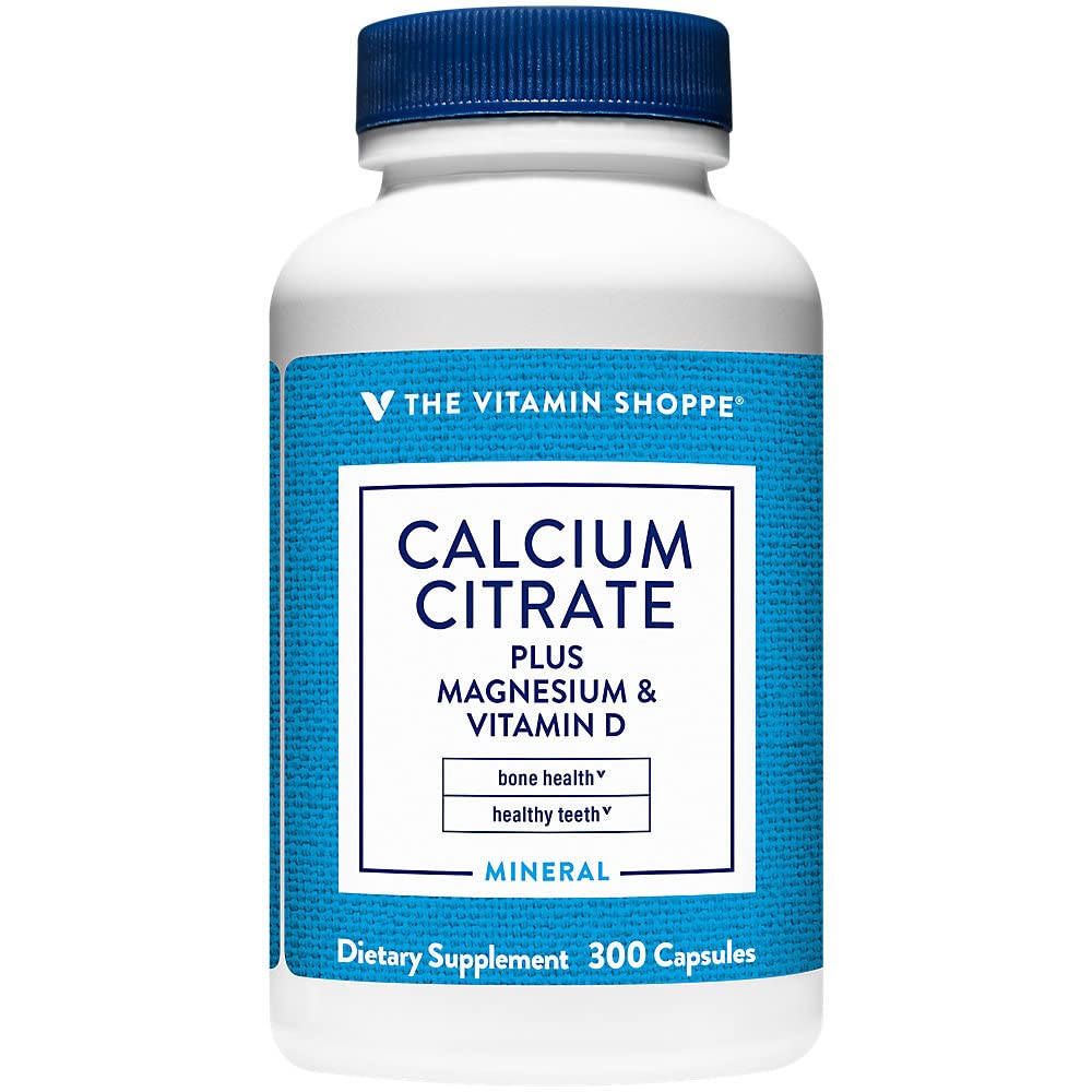 The Vitamin Shoppe Calcium Citrate+Magnesium&Vitamin D, Multi-Mineral Bone Health Supplement, Vitamin D Aids Absorption, Calcium 999mg, Magnesium 567mg, Vitamin D 612IU per Daily dose Capsules 1