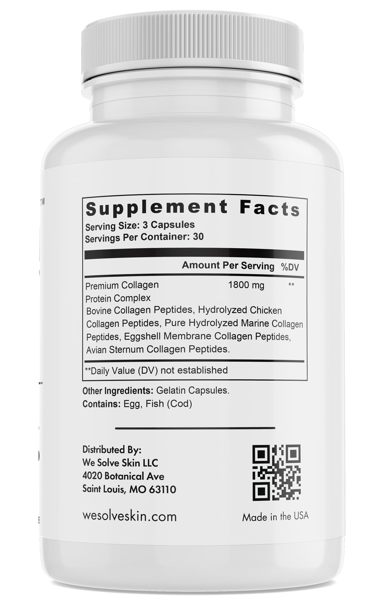We Solve Skin Multi Collagen Peptides Capsules 90 Count