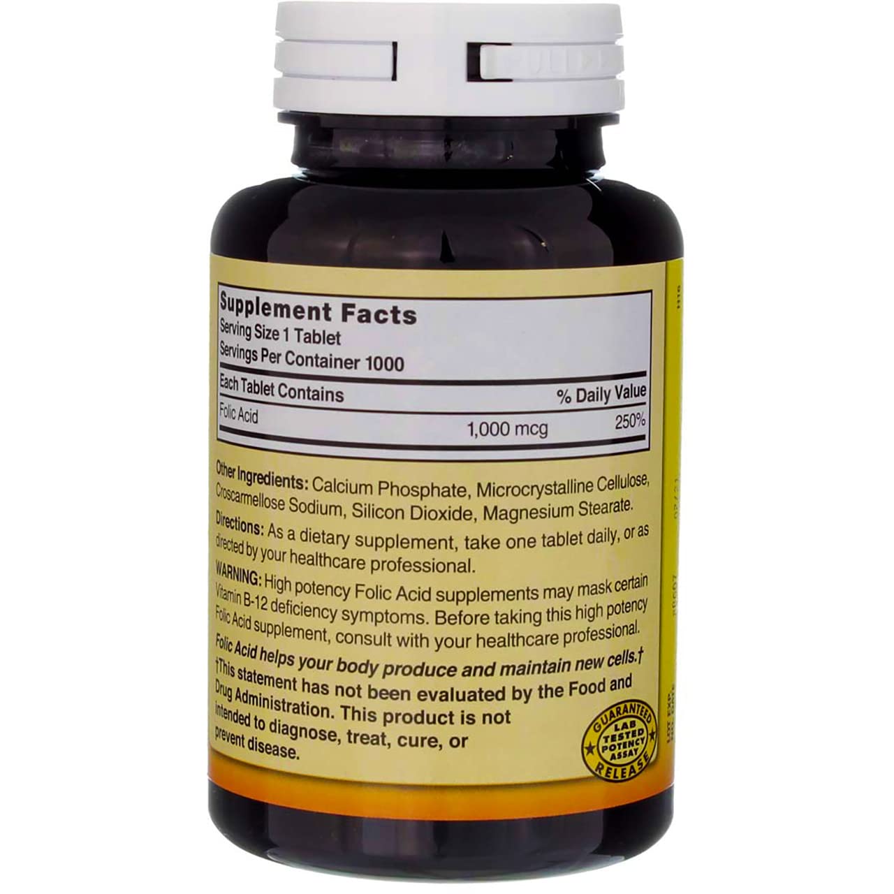 Nature's Blend Folic Acid 1000 mcg Tablet 3000 Tablets