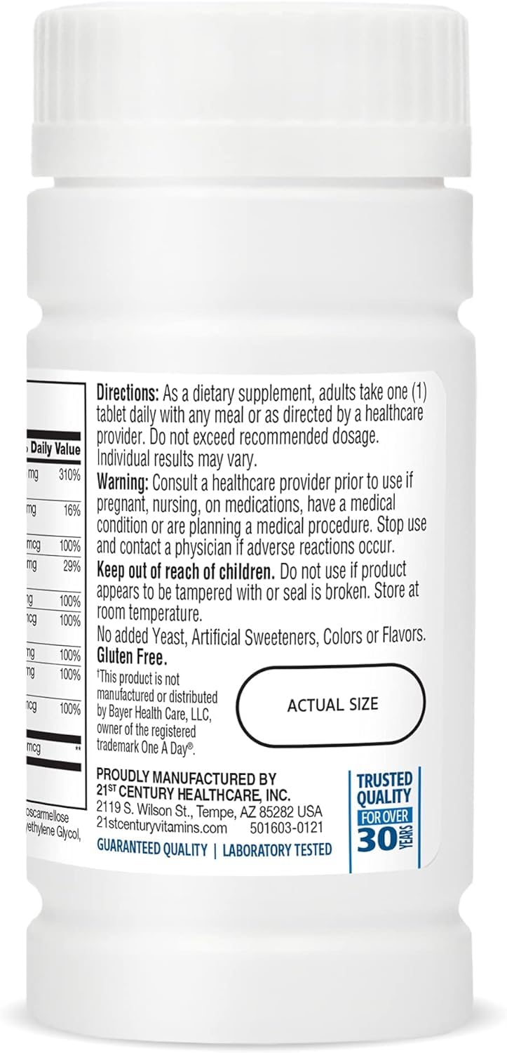 21st Century Men's Health One Daily Multivitamin Multimineral Supplement Tablets, 200 Count