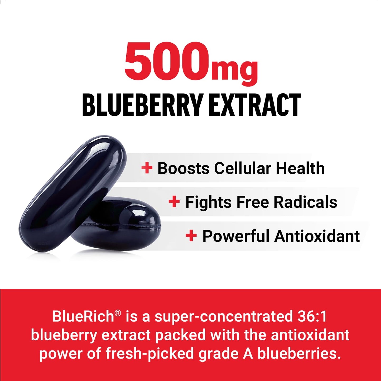 Force Factor Blueberry Concentrate Antioxidants Supplement Softgel 90 Count