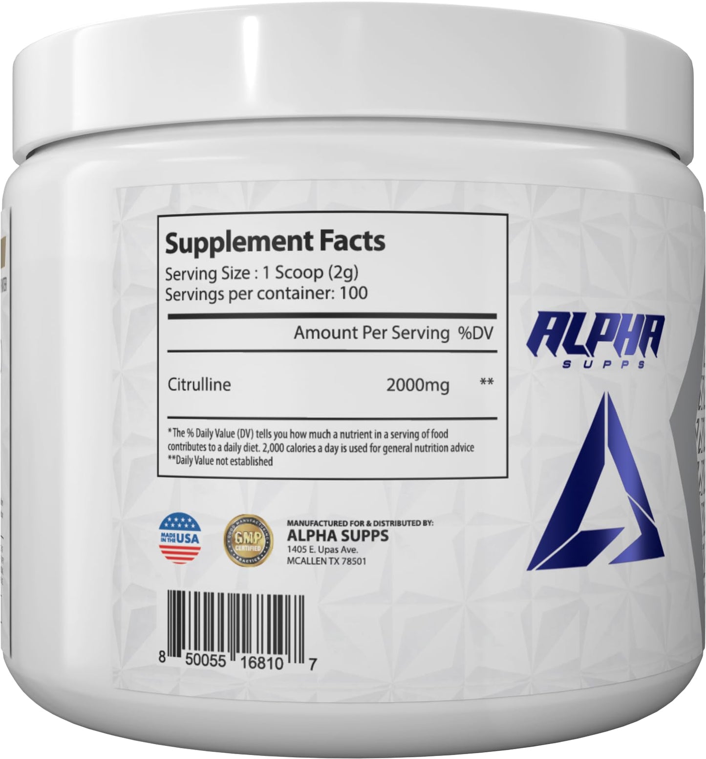 Alpha Supps L-Citrulline Powder Unflavored, 7.1 Ounce