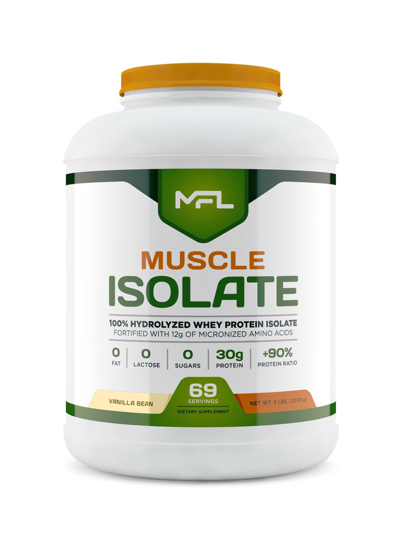 Muscle Food Labs MFL 100% Isolate Protein Powder, 80 Servings, Vanilla Bean, 5 lb