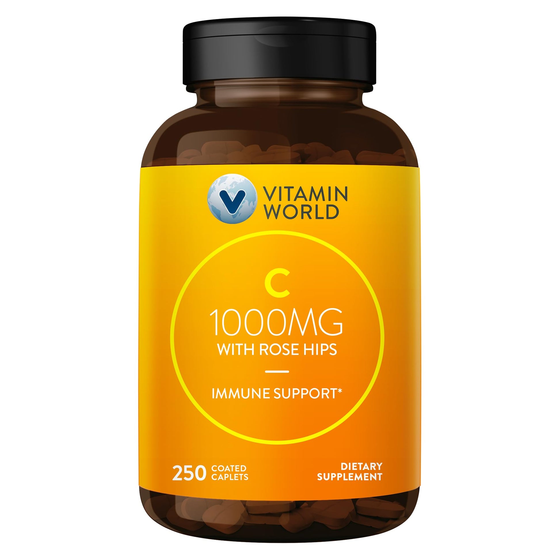 Vitamin World Vitamin C 1000 mg with Bioflavonoids and Wild Rose Caplets, 250 Count