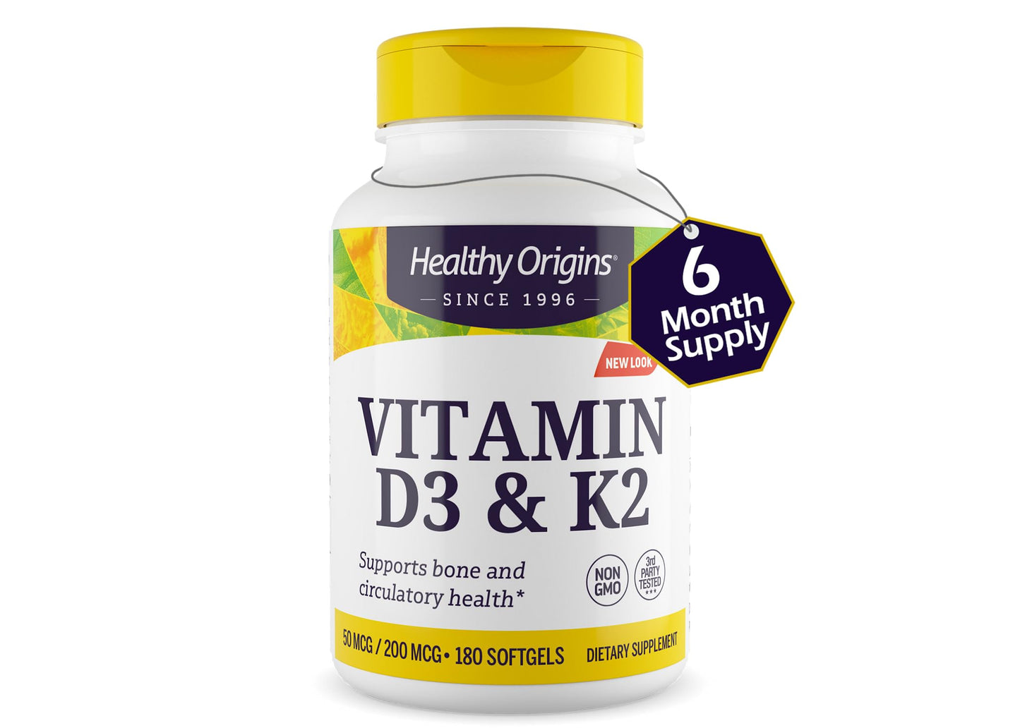 Healthy Origins Vitamin D3 2000 IU (50 mcg) & Vitamin K2 200 mcg (MK-7) Softgels, 180 Count