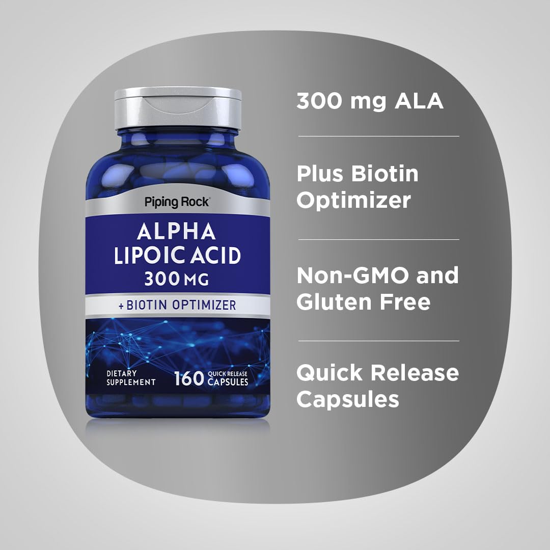 Piping Rock Alpha Lipoic Acid 300mg Plus Biotin Optimizer, 160 Capsules