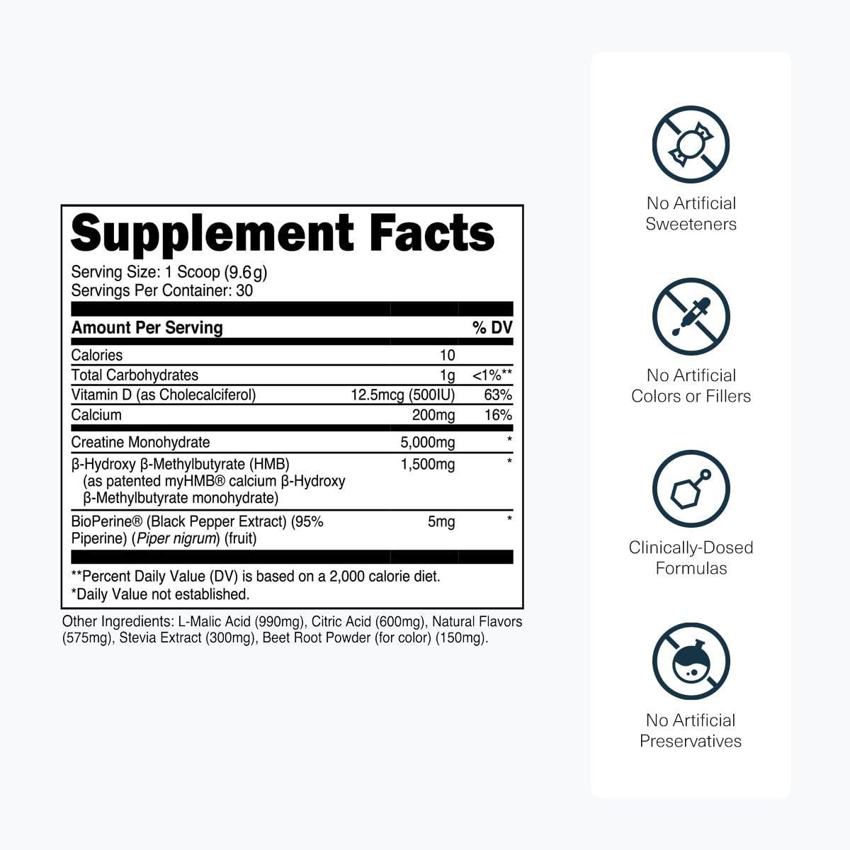 Transparent Labs Creatine HMB - Creatine Monohydrate Powder with HMB 30 Servings