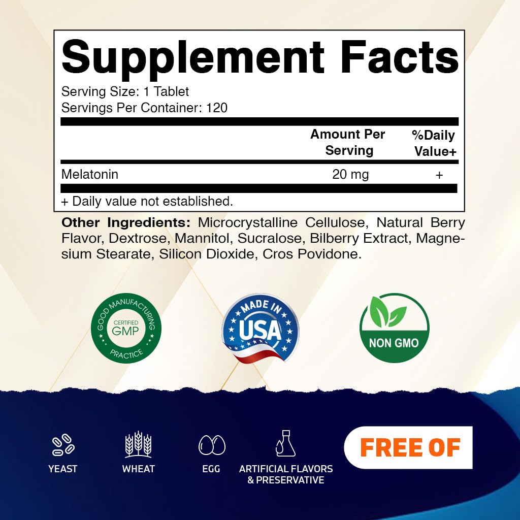 Vitamatic Melatonin 20 mg Tablets, 1440 Tablets