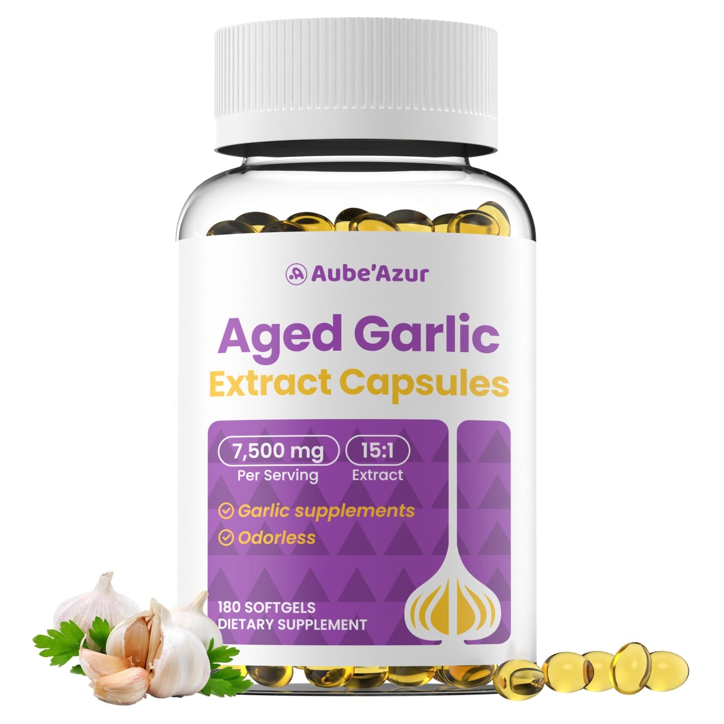 Aube'Azur Aged Garlic Extract Softgels 180