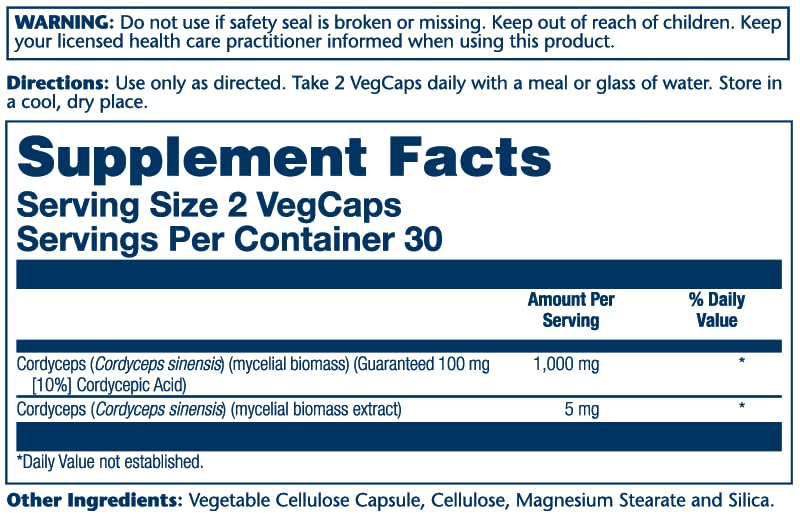 Solaray Cordyceps Extract Mushroom Capsule, 60 Count