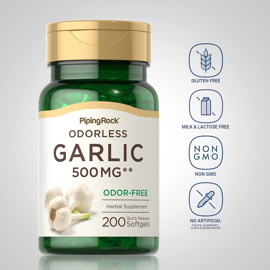 Piping Rock Odorless Garlic Softgels, 200 Count