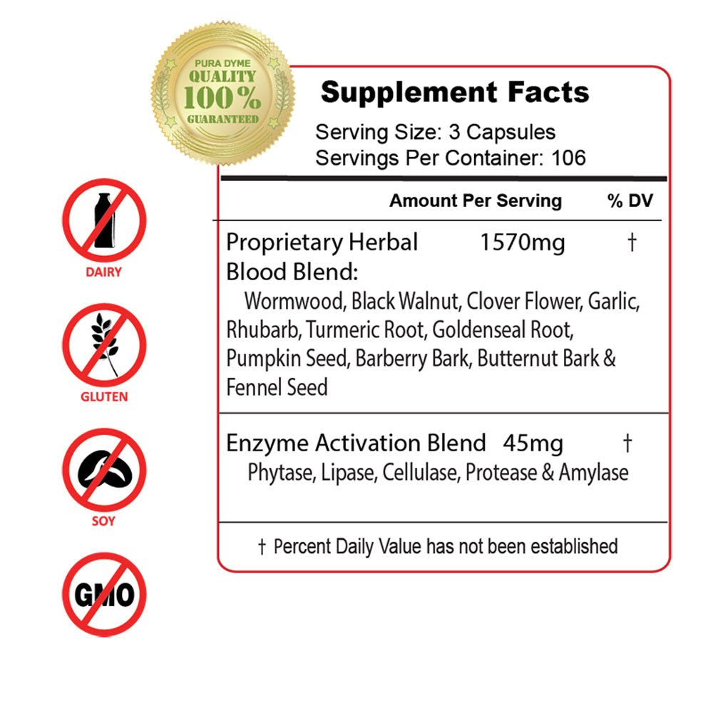 PuraDyme Herbal Blood - Herbs in My Blood, 320 Capsules