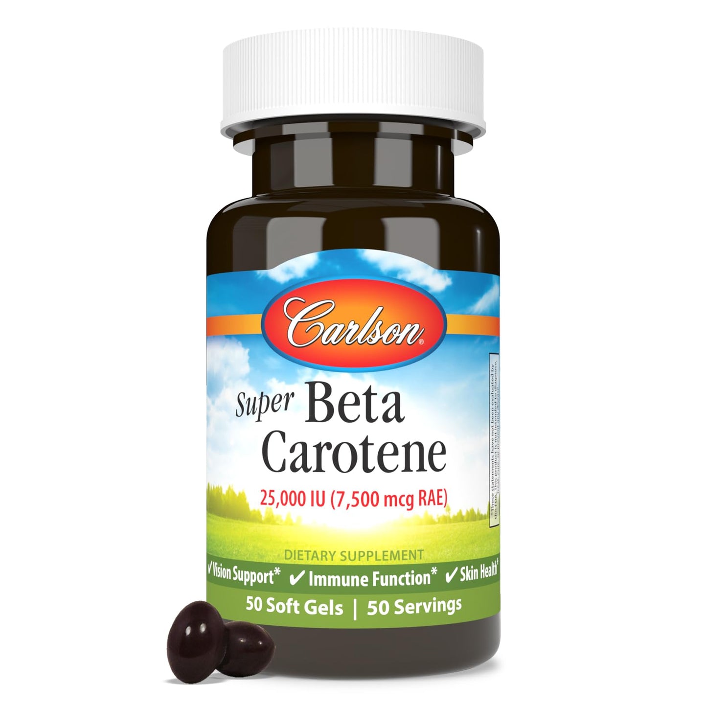 Carlson Super Beta Carotene-25,000 IU (7,500 mcg RAE) Softgel 50