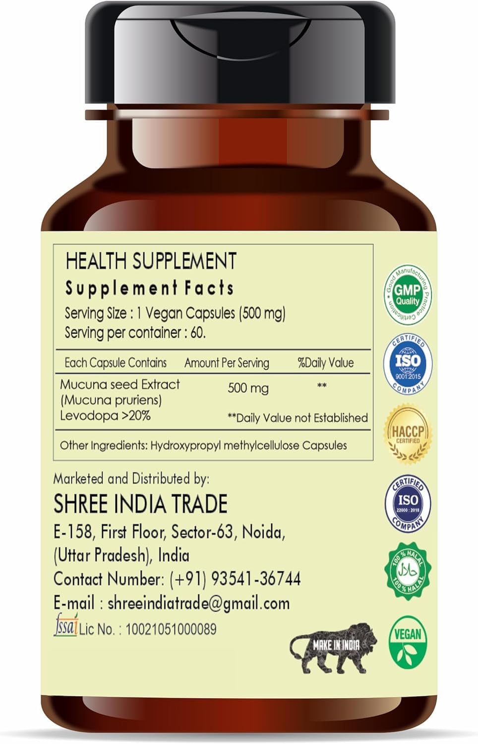 AYURVEDASHREE Kaunch Beej Extract 500mg Capsule 60 Count