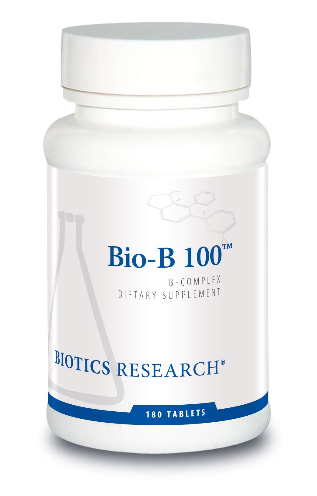 Biotics Research Bio-B 100 B Complex Vitamin with Phosphorylated B6, Riboflavin-5-Phosphate, Folate, B12, Niacin, Biotin, SOD and Catalase Antioxidant Enzymes, Gluten Dairy GMO Free, 180 Tablets