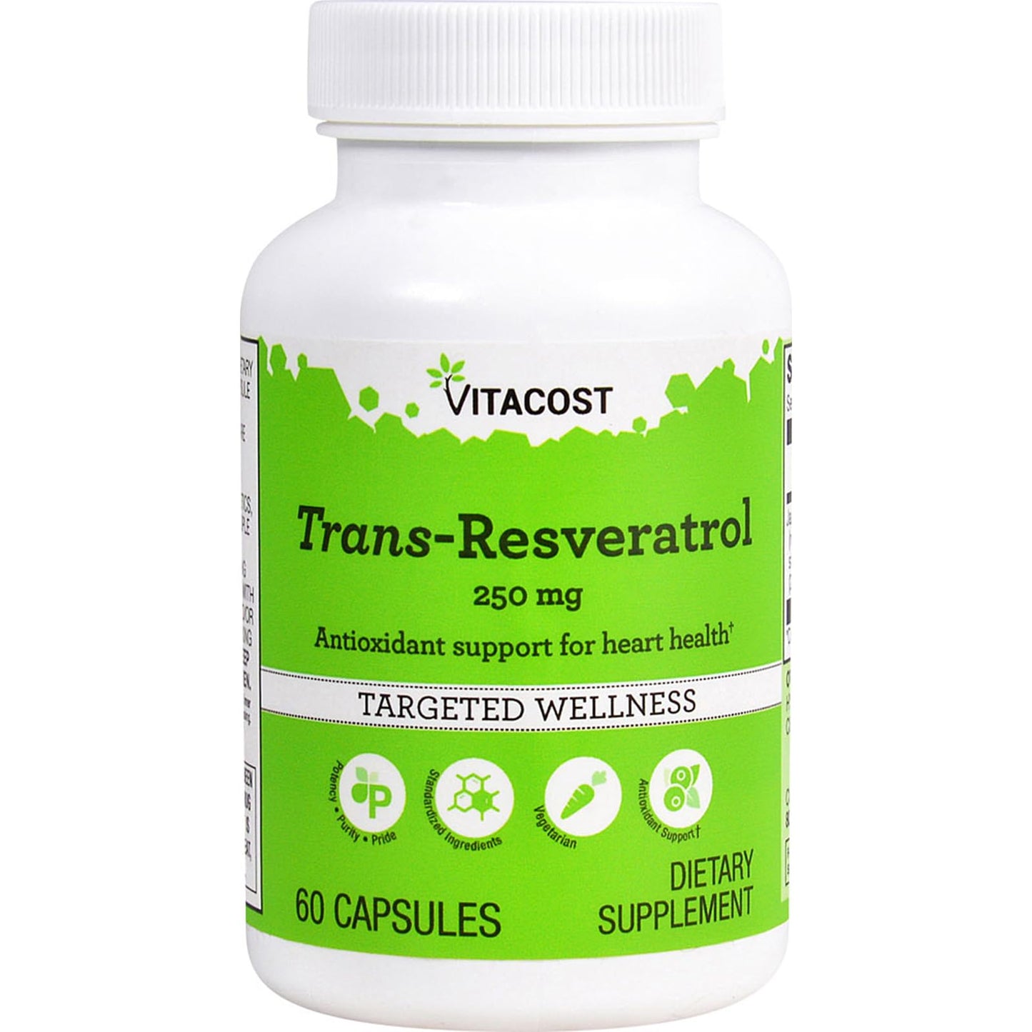 Vitacost Trans-Resveratrol 250 mg Capsules, 60 Count