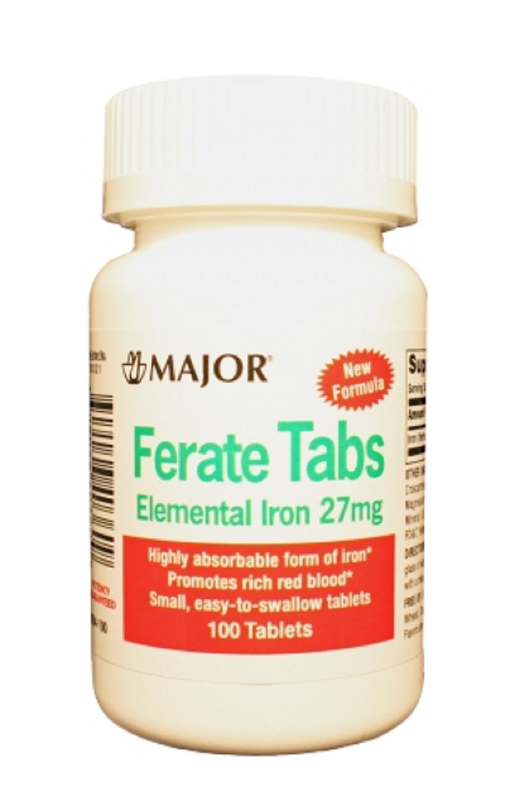MAJOR FERATE Elemental Iron 27mg Tablets, 100 Tablets