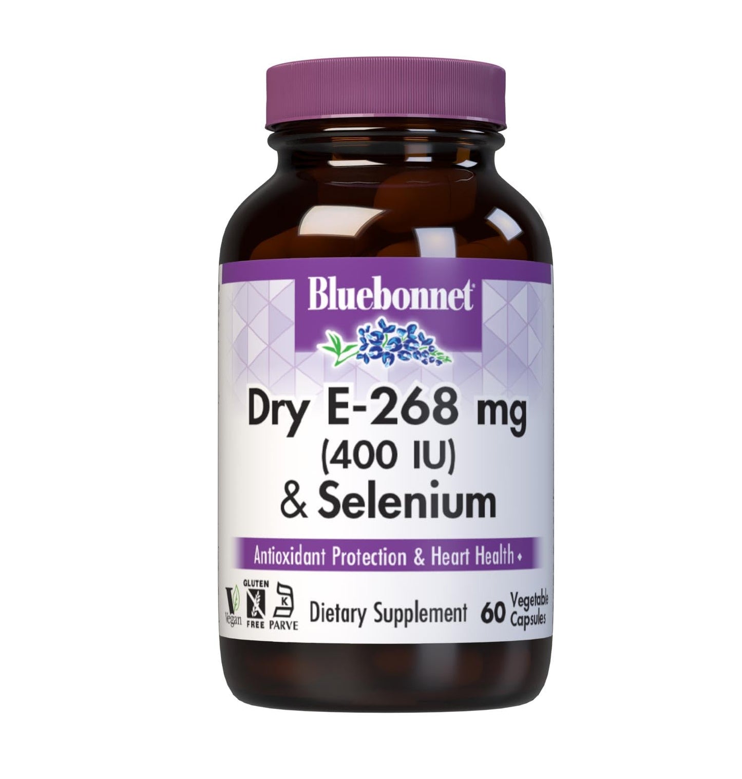 BlueBonnet Dry E-400 IU Plus Selenium Vegetarian Capsules, 60 Capsules
