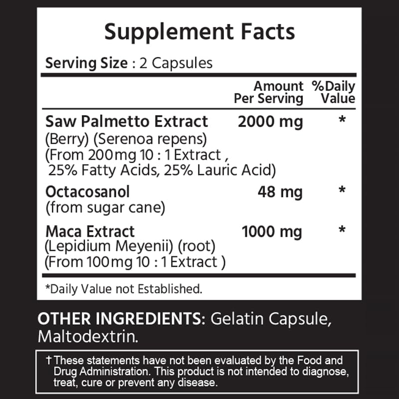 ML Naturals Saw Palmetto 2,000mg Capsules, 240 Count