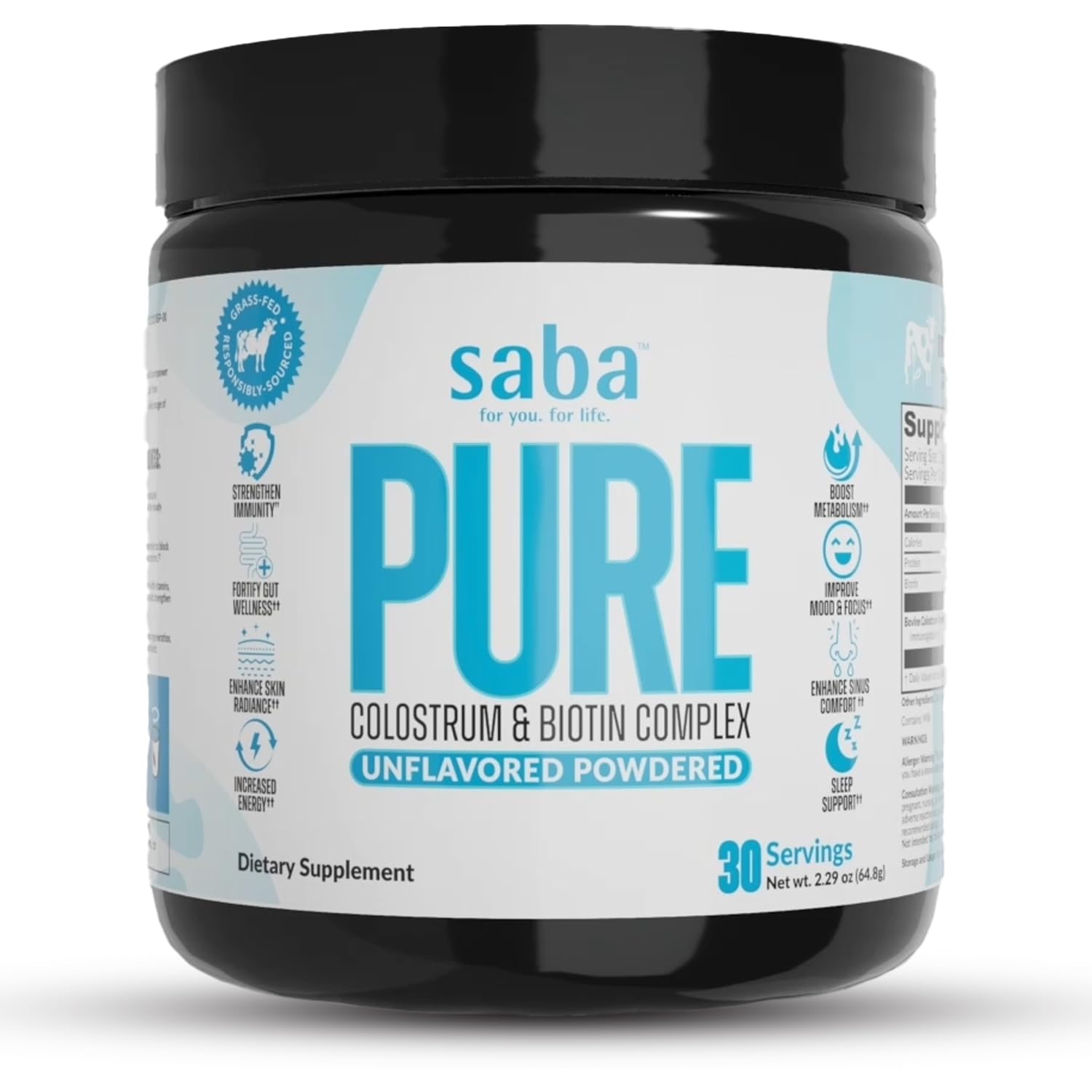 Saba Pure Colostrum & Biotin Complex Powder, 60 Counts