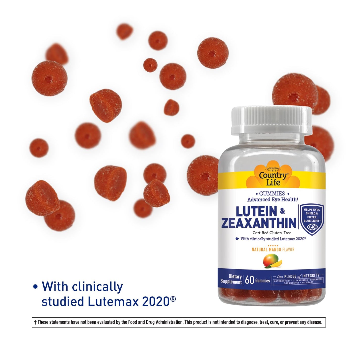 Country Life Lutein Gummies with Lutemax 2020, 60 Count