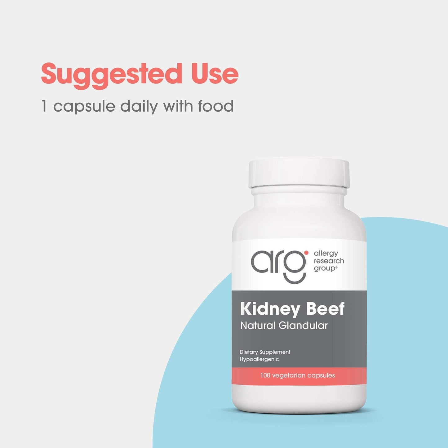 Allergy Research Group Kidney Beef Kidney Glandular Supplement Capsule 100 Vegicaps