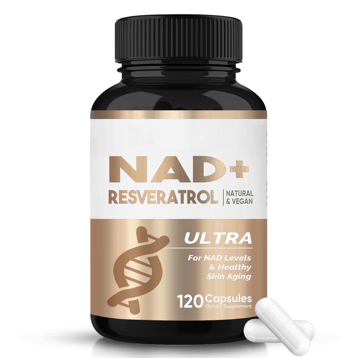HerbX NAD+ NADH Resveratrol Supplement for Men and Women, Advanced Formula with Natural Antioxidants to Support Cellular Energy & Vitality, 120 Capsules