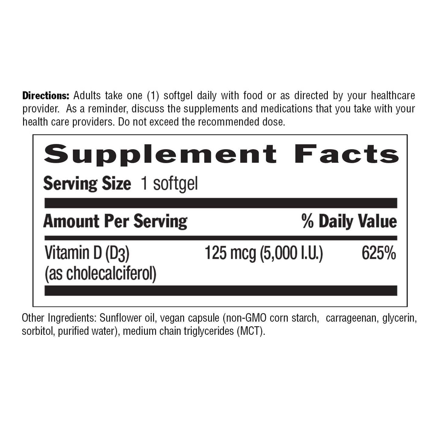 Country Life Vegan D3 5000 IU - Plant-Derived Vitamin D3 from Lichen Softgels, 60 Count