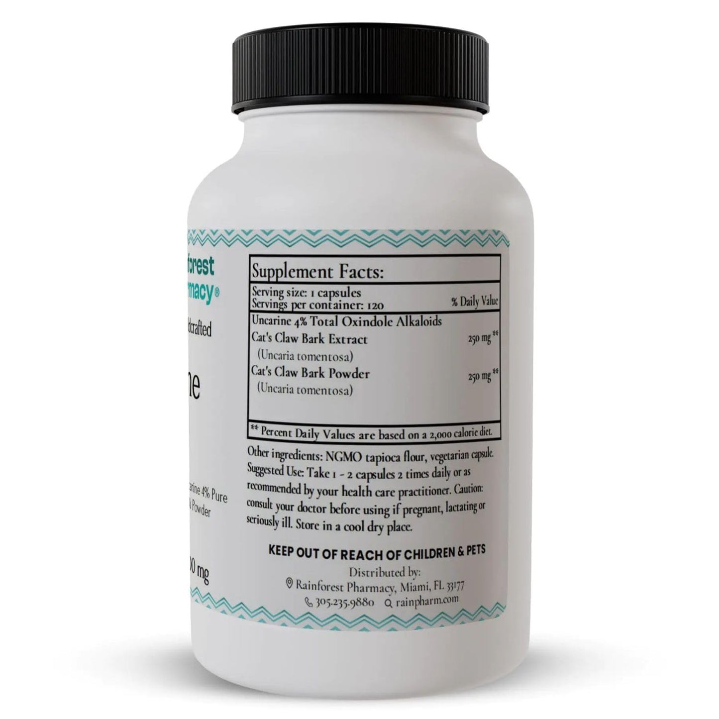 Rainforest Pharmacy Uncarine Max Cat's Claw 500mg, 120 Capsules