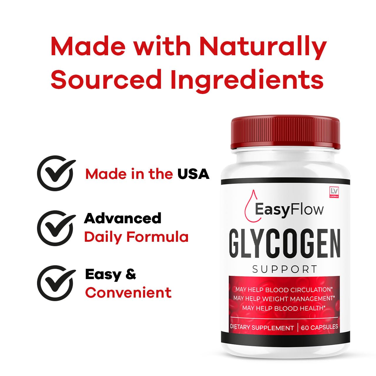 LIVORKA Easy Flow Glycogen Support, 300 Capsules